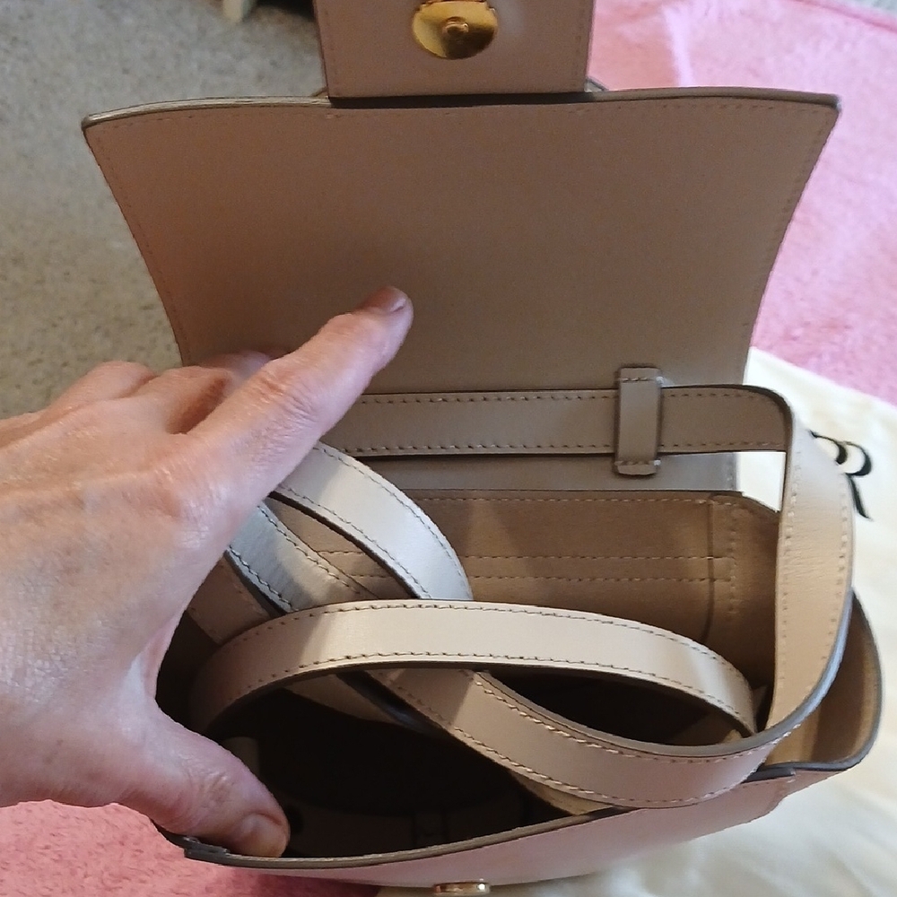 Banana Republic Pale Taupe Leather Circle Crossbody Bag - Picture 3 of 11